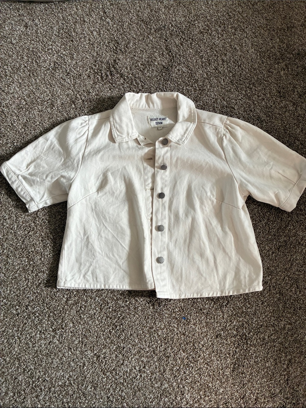 Velvet Heart Cream Short-Sleeve Button Front Shirt Jacket